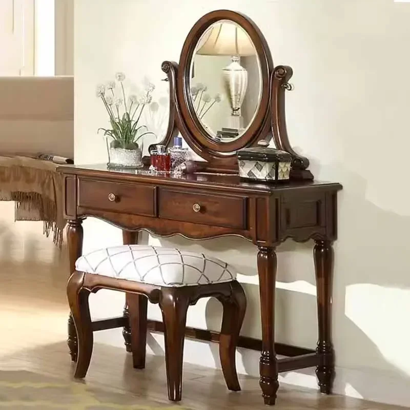 Scatola aperta da donna Piccola cassettiera Eithe Cassetti Sgabello Toeletta di lusso in legno Specchio per trucco Hotel Comoda Pra Quarto Furniture
