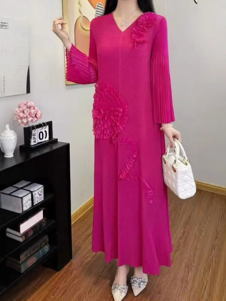 

Miyake Autumn New Design Three-dimensional Printing Pleated Dress Foreign Style Fashion 2025 New Women's Dress