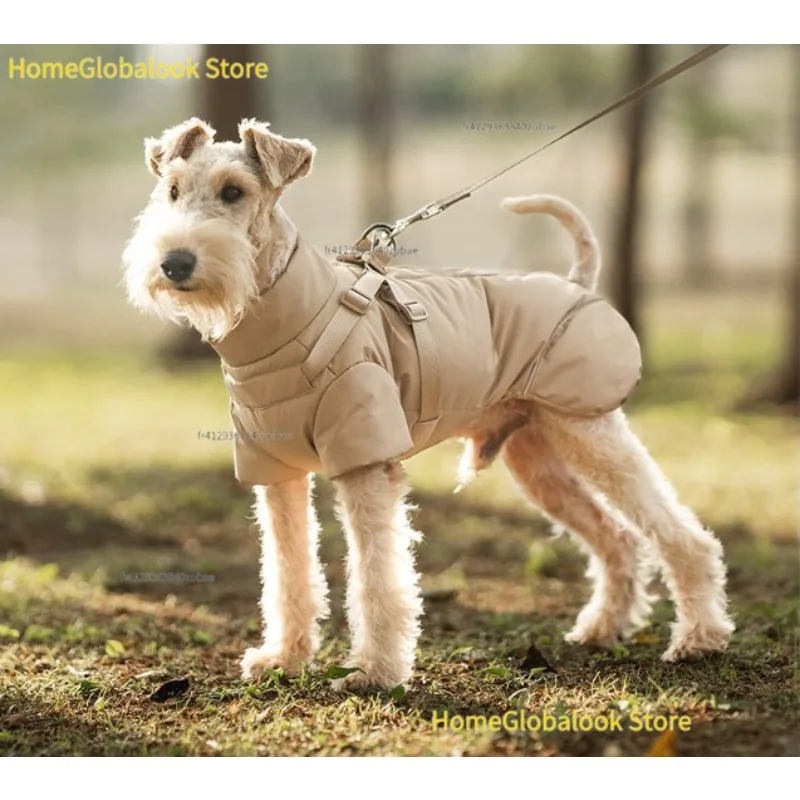 Herbst-Winter-Hundejacke mit integriertem Gurt, 2-in-1, dick gefüttert mit Baumwolle, warm, winddicht, kältebeständig, Haustier-Outfit, Outdoor-Bekleidung für kleine und mittelgroße Hunde, Welpen, für