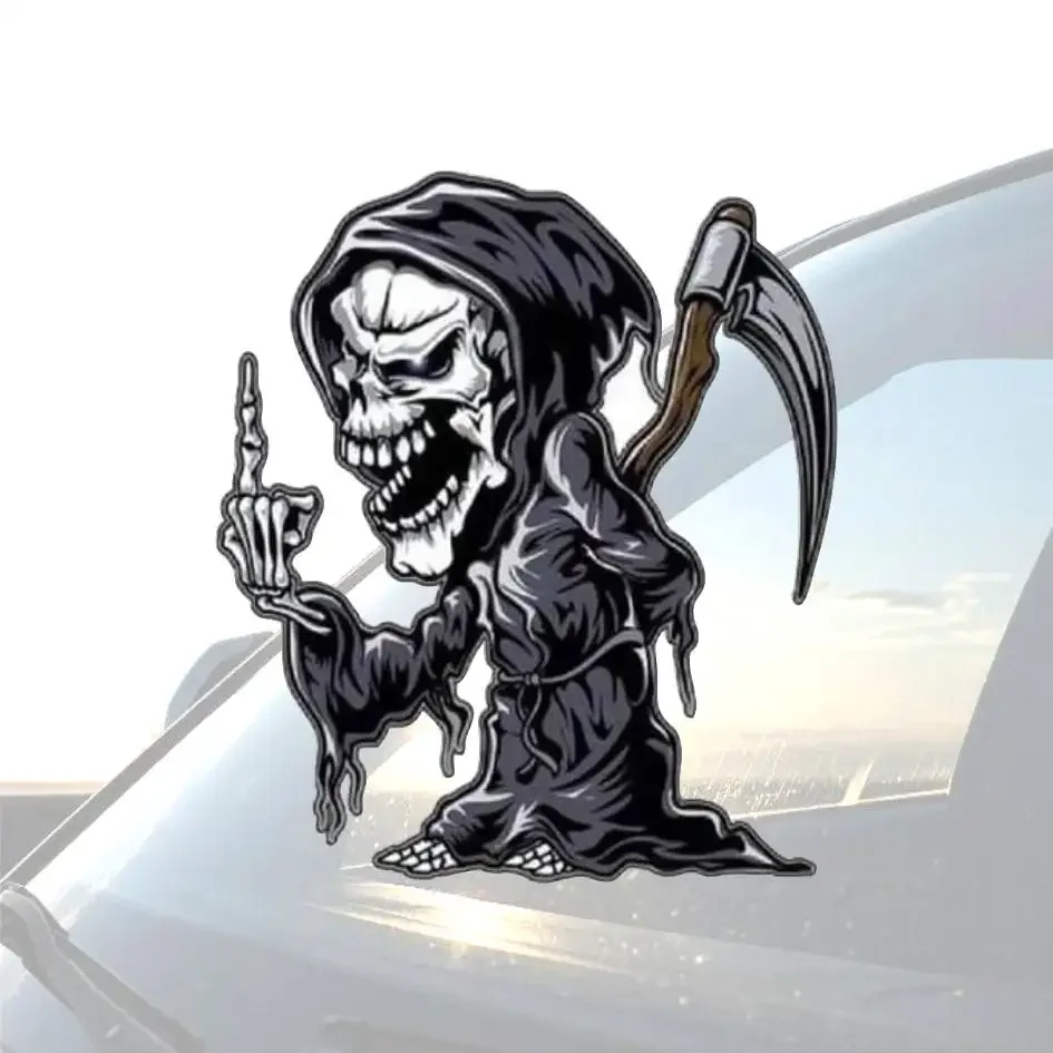 

Death Reaper with Middle Finger Sticker Decals for Car Truck Black 12*12CM