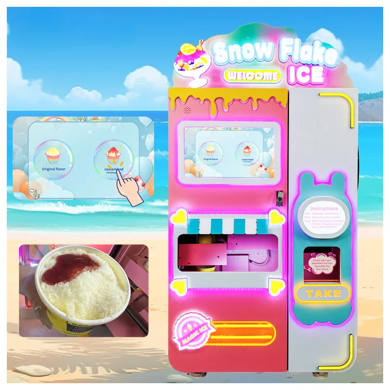 YG China Low Cost Snowflake Making Machine High Profit Snowflake Ice Maker Self-Service Shaved Ice Cream Vending Machine Price