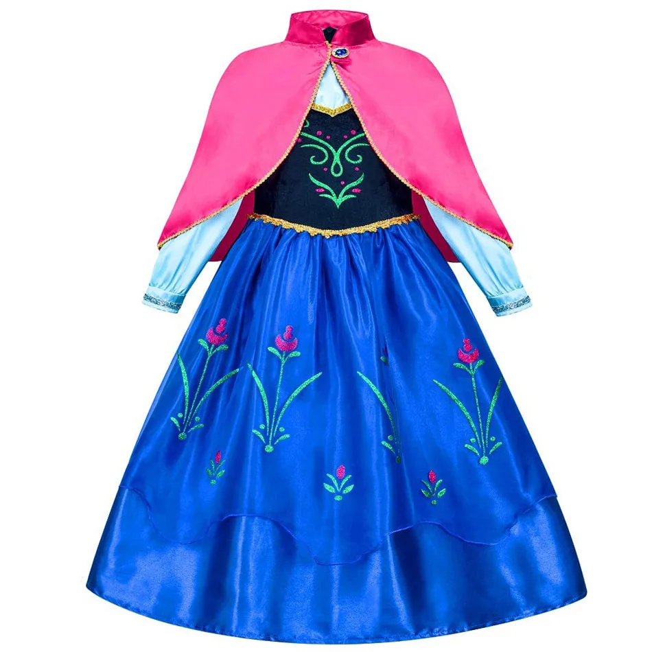 Disney Frozen Anna Princess Costume Kids Girl Fancy Birthday Party Gown Princess Dress Carnival Party Children Clothing