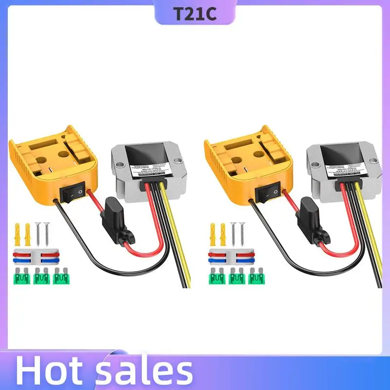 

T21C 2X For DCB Series 18V/20V Lithium Battery Adapter + DC-DC Step-Down Device(12V,10A,120W)With Fuse