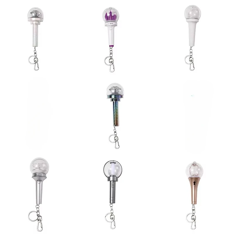 New Kpop Lovely Mini Light Stick Keychains Electronic Lights Bag Pendant Keyrings Fans Gifts Collection