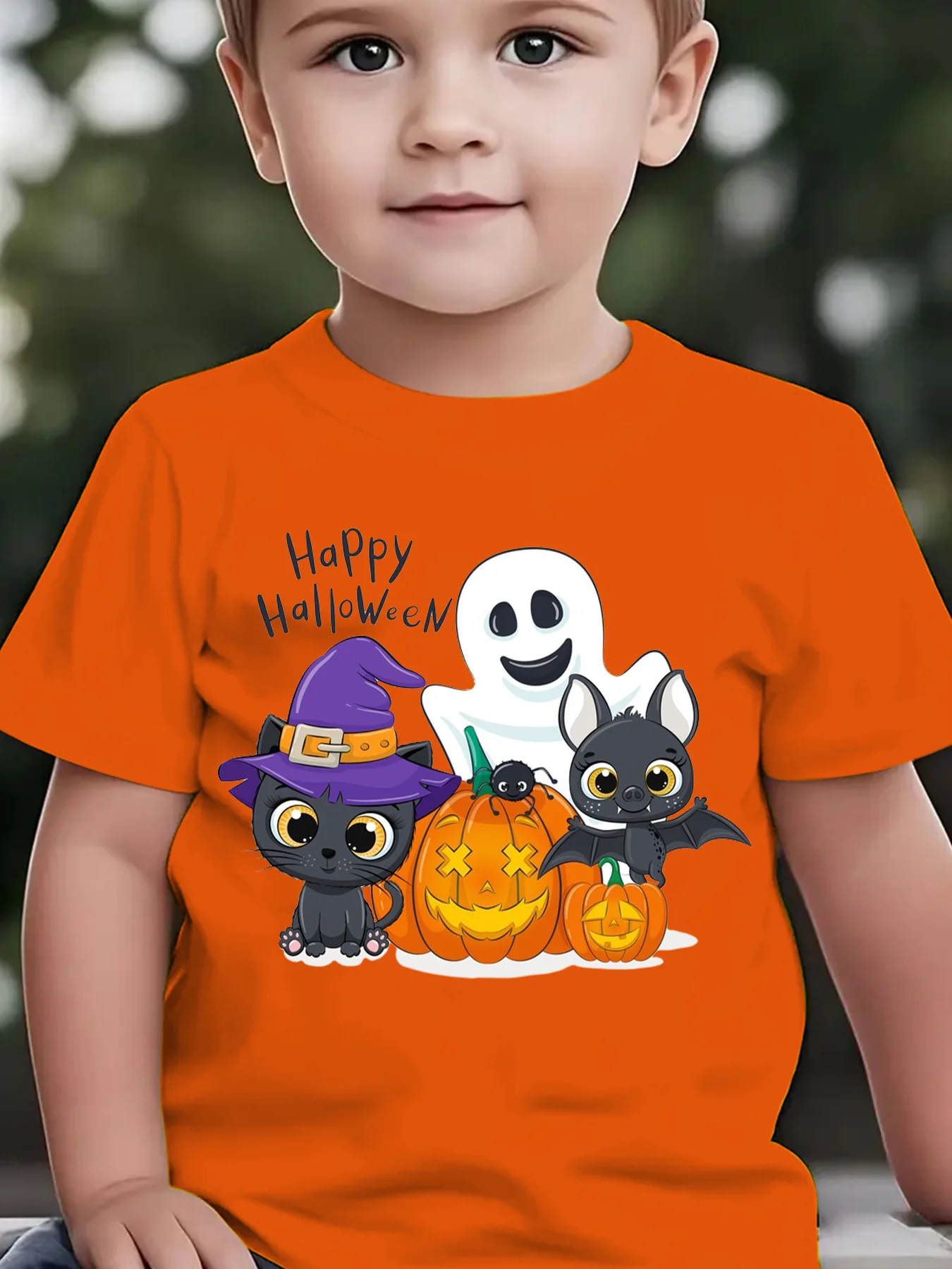 Halloween Baby Boys Girls Short Sleeve T-Shirt Cartoon Pumpkin Graphic T-Shirt Boys Clothes Halloween Party Children's Clothing