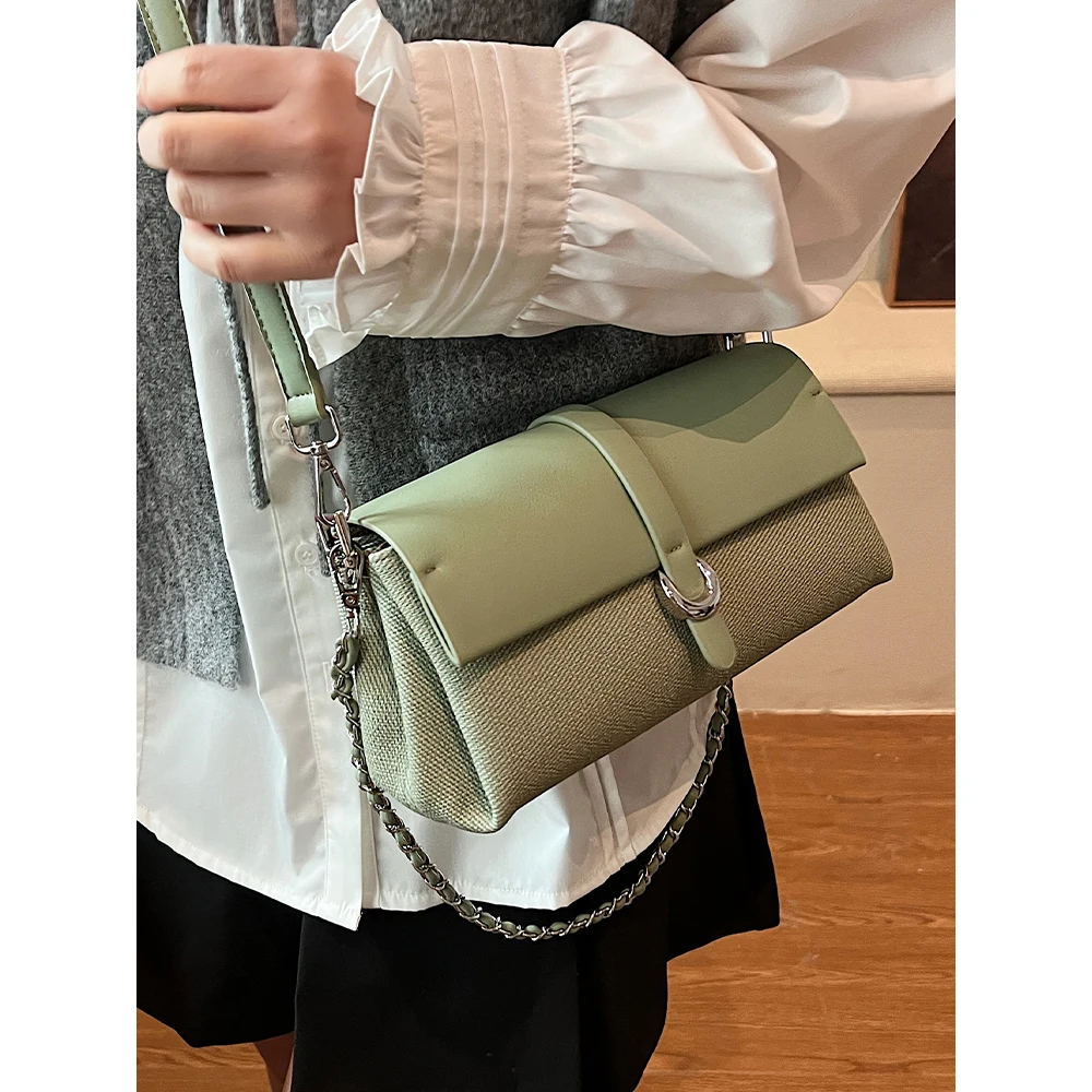 

Textured Women Pillow Bag Solid Casual Satchels Chain Shoulder Bags High-end Female Commute Crossbody Packs Large Capacity Bag