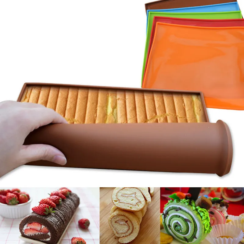 Tappetino da forno in silicone Stampi per rotoli di torta Macaron Swiss Roll Tappetino da forno Antiaderente Strumenti per pasticceria Gadget da