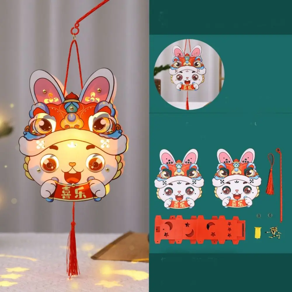 จีนเทศกาลกลางฤดูใบไม้ร่วงโคมไฟ DIY เรืองแสงกระดาษมือถือกระต่ายโคมไฟ Luminous Handmade Light-Up กระต่ายโคมไฟของเล่น