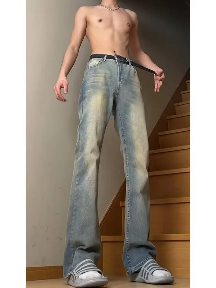 

Retro Wa Slim Fit Straight Leg Jeans Men's Spring American High Street Vibe Sle Bell Bot Youth Faion Trend