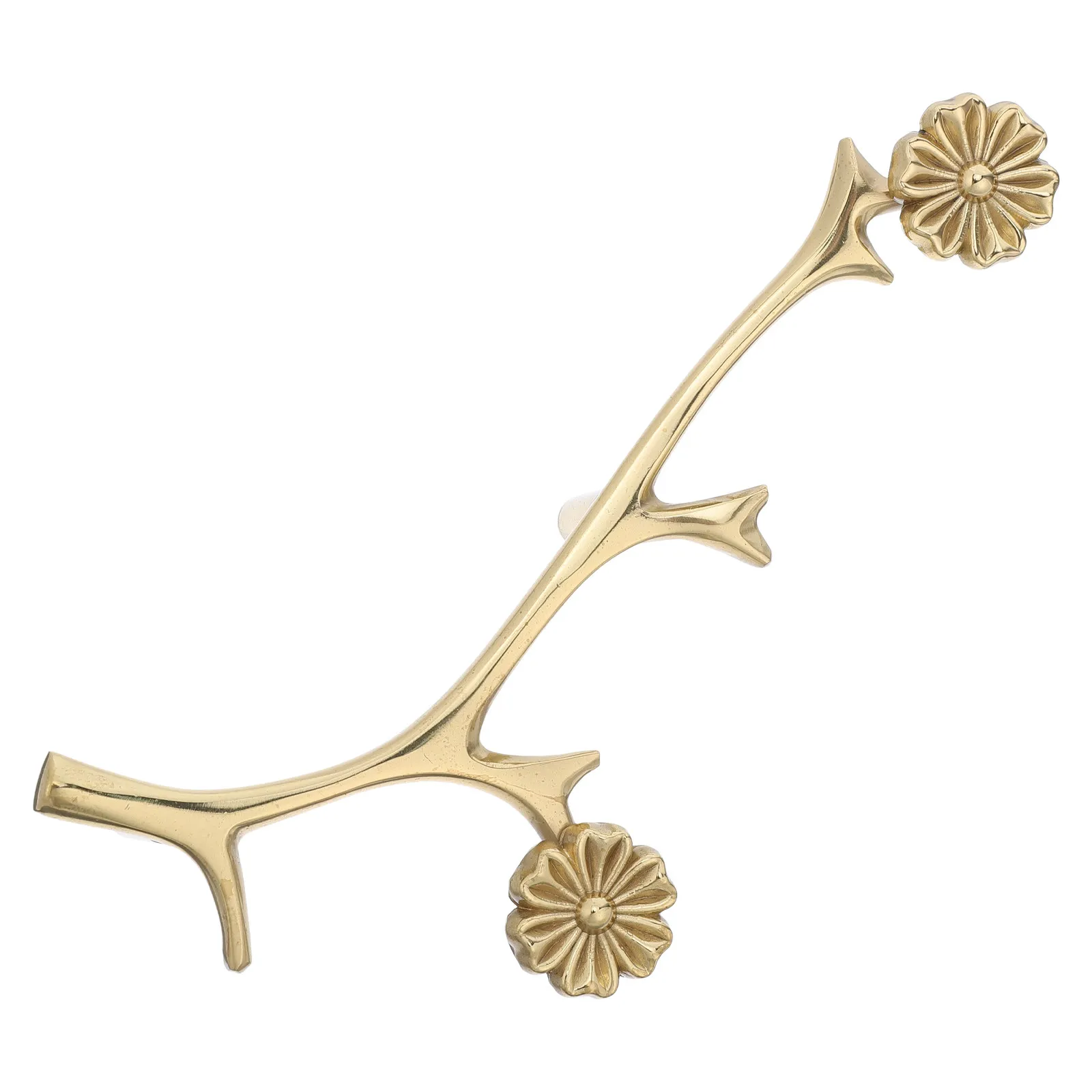 Deer Antler Cabinet Handles Brass Vintage Drawer Pulls with Plum Blossom Design for Wardrobe and Closet