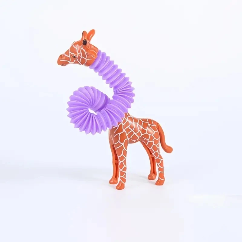 1Pc Stretch Pop Tube Giraffe Toy, Sensory Fidget Toy For Kids, Cute Giraffe Stress Relief Squeeze Decompress Toy