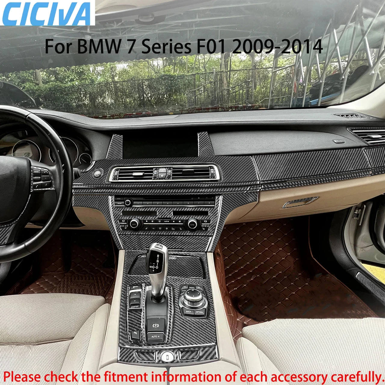 

For BMW 7 Series F01 Interior Accessories 2009-2014 Dashboard Air Outlet Gear Shift Window Lift Carbon Fiber Cover Stickers Trim