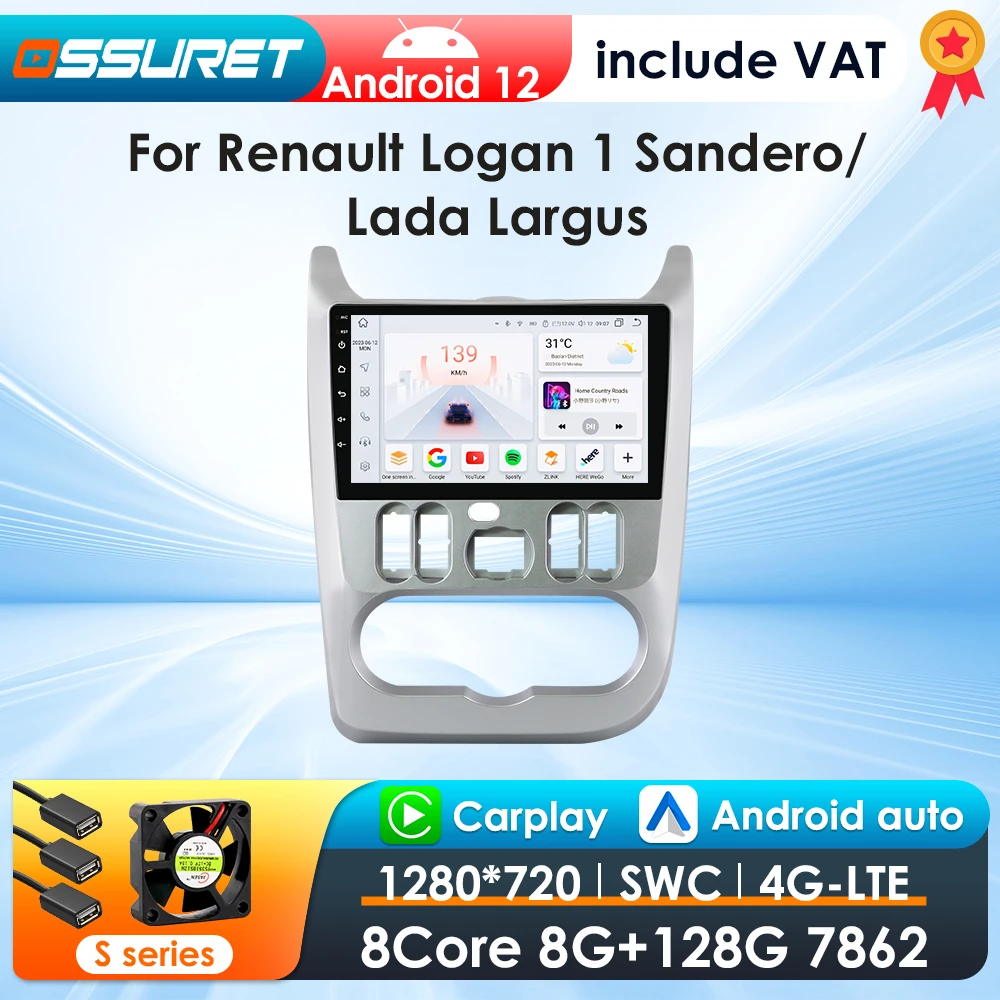 360Camera 2Din Android 13 Car Radio For Renault Logan Sandero/Lada Largus Car Multimedia GPS Carplay Intelligent autoradio SWC