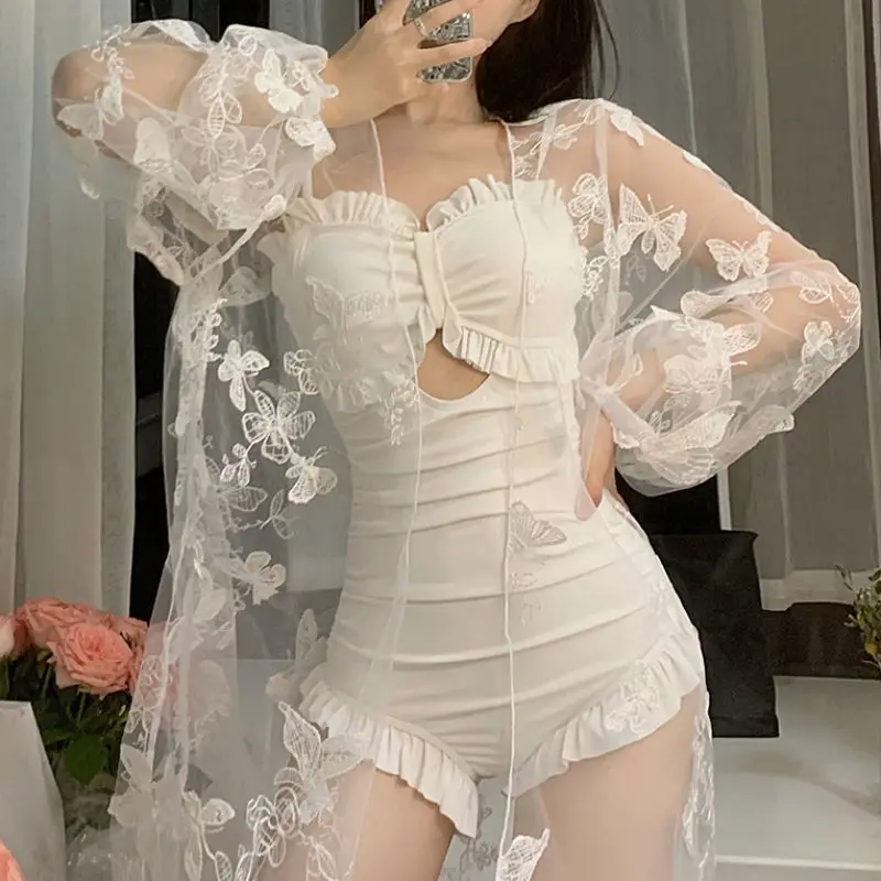 Cover Ups Women Backless Hollow Out Ruffles Design Temperament Sexy Comfortable Korean Style Beach Vacation Summer Swimwear New