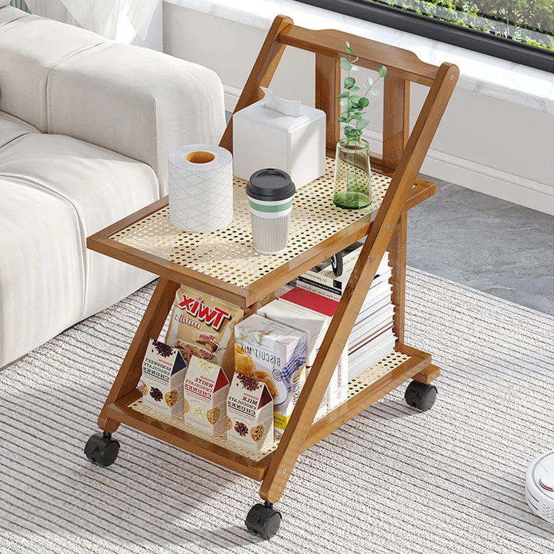 

Movable coffee table cart Nordic sofa side snack storage rack Small bedside table Bedside table Shelf