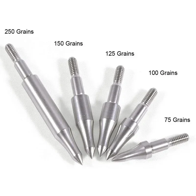 Stainless Steel Archery Alvo Arrowhead, Apontando Seta Dicas com O Ring, Acessórios de caça, 75, 100, 125, 150, 200, 250, 300Grain, 12pcs