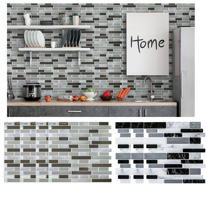 5/10 Sheets Waterproof Self-Adhesive Kitchen & Bathroom Wall Tiles Stickers 3D Peel And Stick Vinyl Wallpaper Modern Home Decor