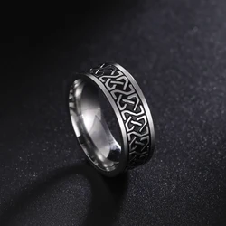 HIPEE Vintage Stainless Steel Viking Classic Valknut Celtic Knot Ring for Men Women Rotatable Fidget Anxiety Spinner Rings