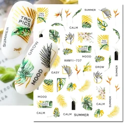 3d Nail Art Stickers Gold Geometric Lines Summer Tropic Palms Leaves Flowers Fruits Adhesive Sliders Decals For Nail Manicures
