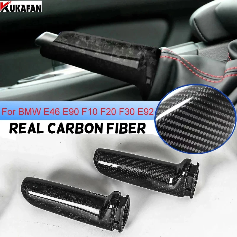 For BMW E46 E60 E90 F10 F20 F30 E92 E39 F34 Accessories Universal Forge Carbon Fiber Car Handbrake Grips Cover Interior Trim