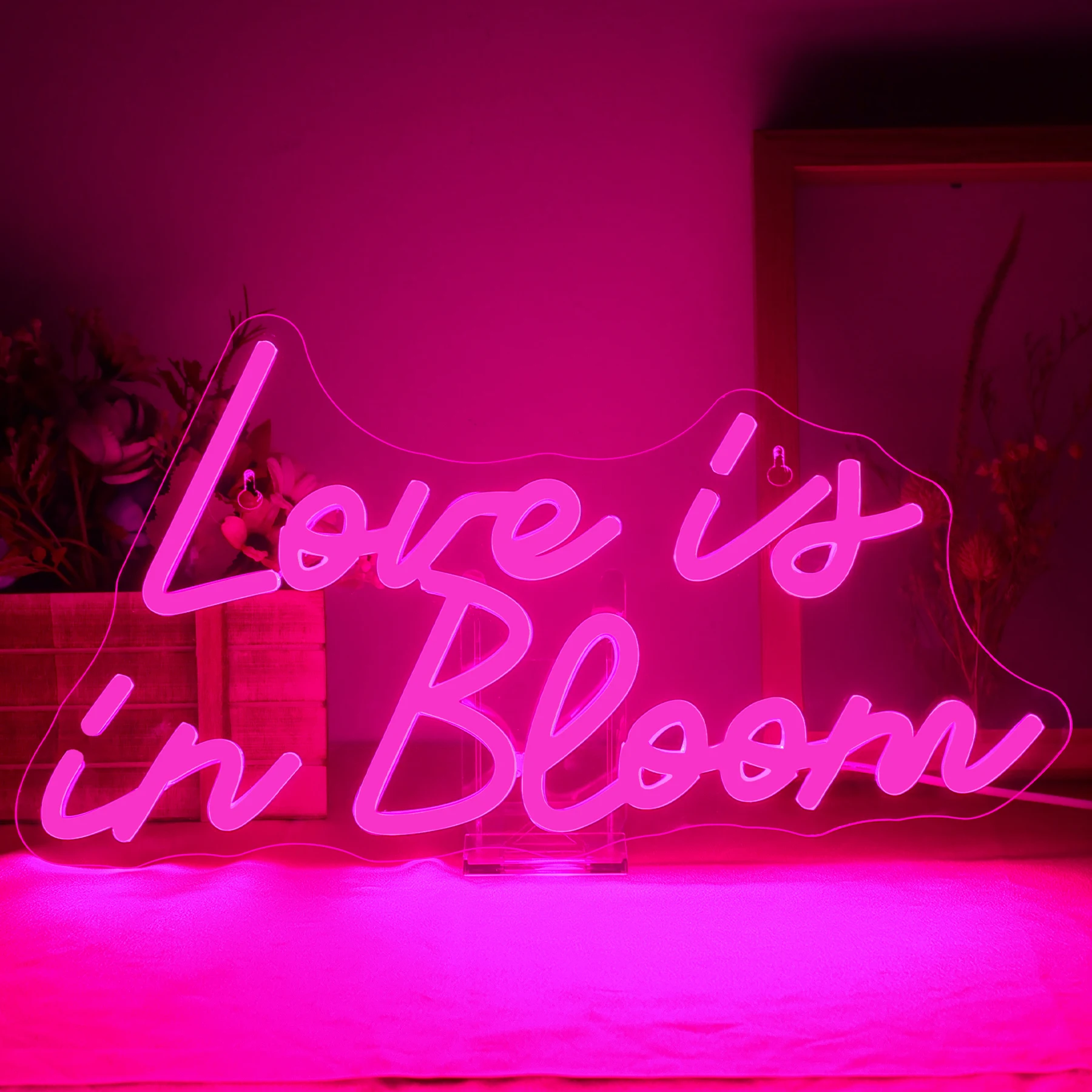 

Love is in Bloom Neon Sign custom for Wedding Engagement Birthday Party Wall Decor 5/12V USB Dimmable Pink Neon Light Room Decor