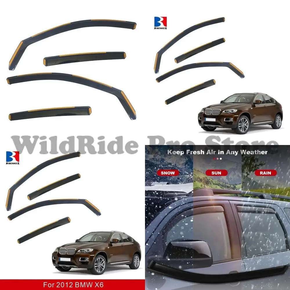 

1 set For IN-CHANNEL Window Visor for BMW X6 2012 Vent Deflectors Rain Sun Guards Window Deflectors Tape-On Vent Visors