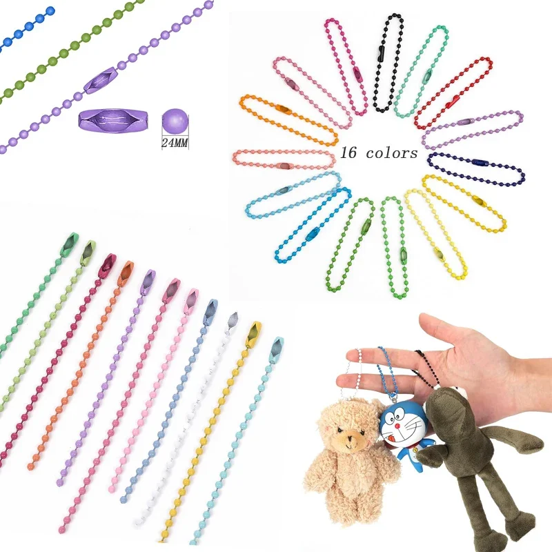 300Pcs 10-15cm Colorful lron Ball Bead Doll Label Connector DIY Keychain Handwork Jewelry Making Accessorise Bracelet Wholesale