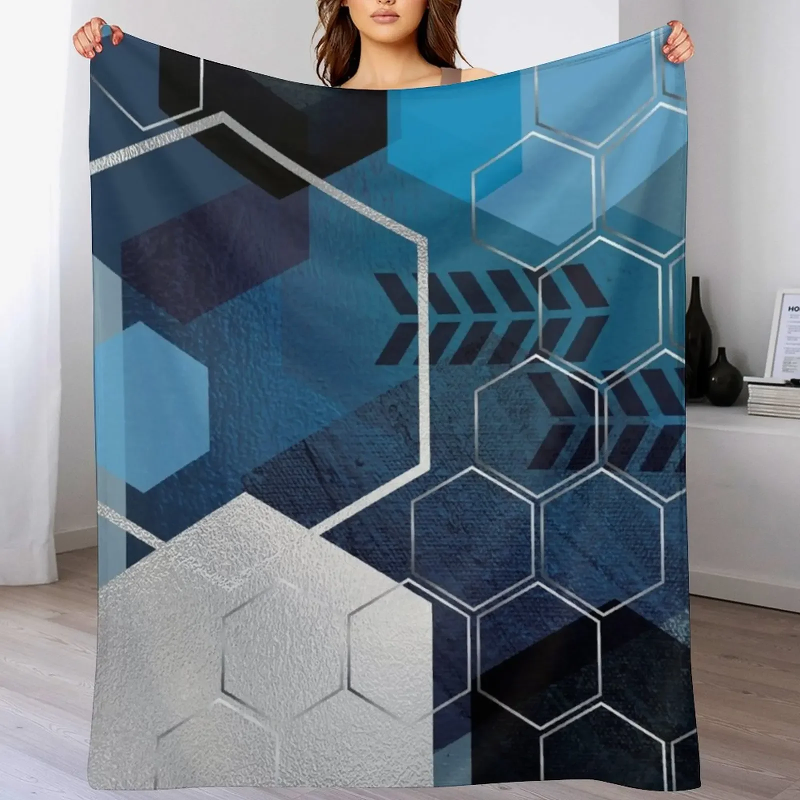 

New Blue GeoLuxe No. 3 Throw Blanket christmas gifts Sofa Quilt funny gift anime Blankets