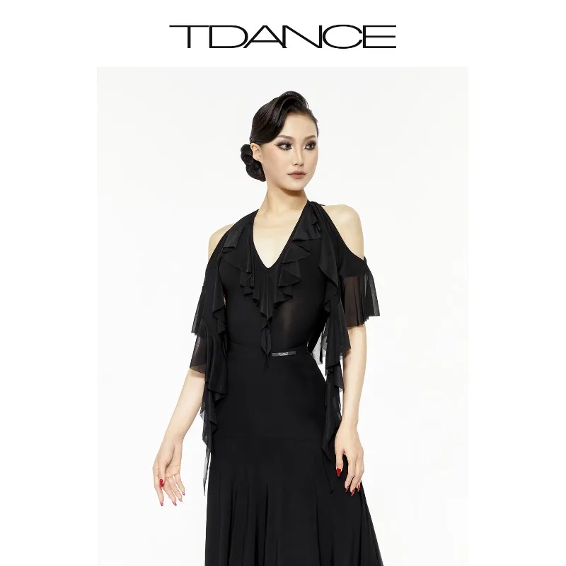 

Специальное платье TDANCE для современных танцев по индивидуальному заказу [комбинезон с нерегулярными рюшами] JM03