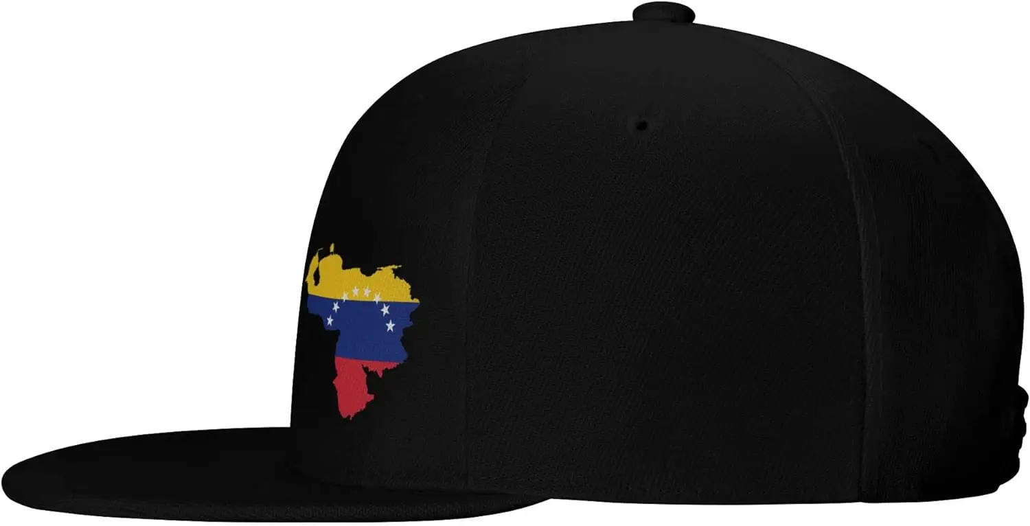 Flat Brim Cap Snapback Hat for Men - Venezuela Map Flag Prints Adjustable Baseball Cap