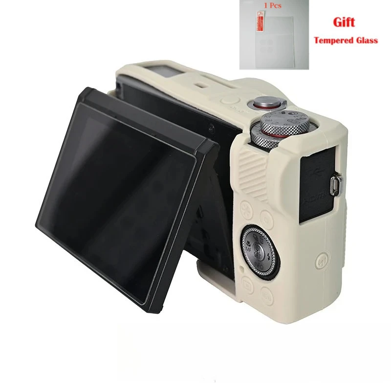 For Canon G7XIII G7X3 Silicone Skin Rubber Body Cover Soft Silicone Armor Protective Skin Case + 1PCS Free Tempered Film