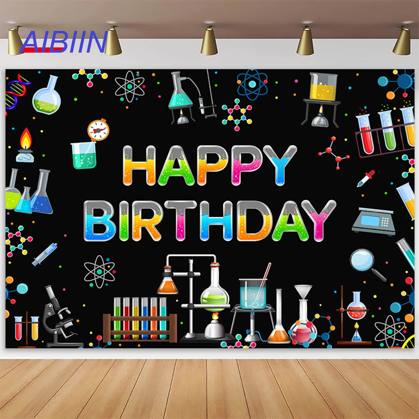 Happy Birthday Photography Background Chemical Science Chemical Experiments Fun Subject Backdrop Party Decor Photo Studio