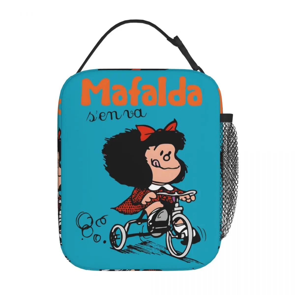 Mafalda Quino Go Bicycle Insulated Lunch Bags Cooler Meal Container Leakproof Tote Lunch Box Food Bag School Picnic