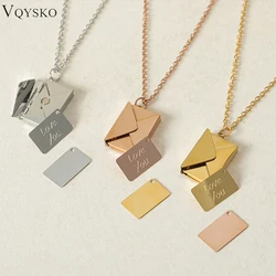 VQYSKO Love Letter Envelope Pendant Necklace Customized Stainless Steel Jewelry Confession Love You for Valentine Day Mother Day
