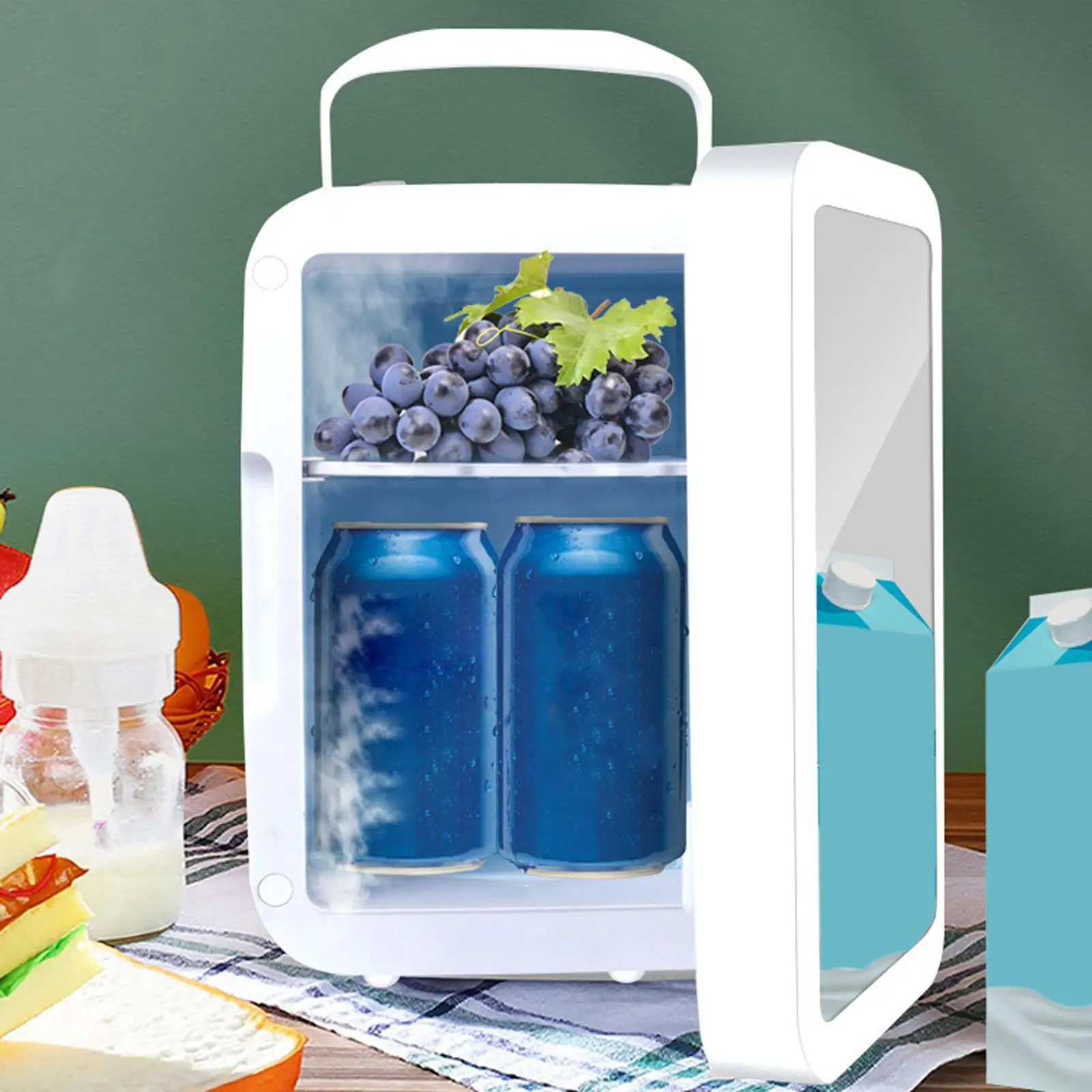 Portable Refrigerator Storage Container 110V / 12V DC Refrigerator Portable Small Refrigerator for Driving Travel Skincare