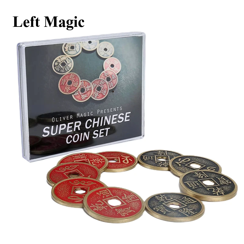 Oliver Magic - Super Chinese Coin Set Tricks Morgan Size Coin Vanishing Close Up Street Stage Magic Props Magician Illusions