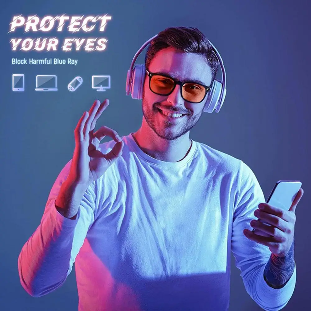 Unisex Yellow Tinted Anti Blue Light Glasses Yellow Lens Night Sleep Filter Eyewear For Eye Strain Relief Better Sleep