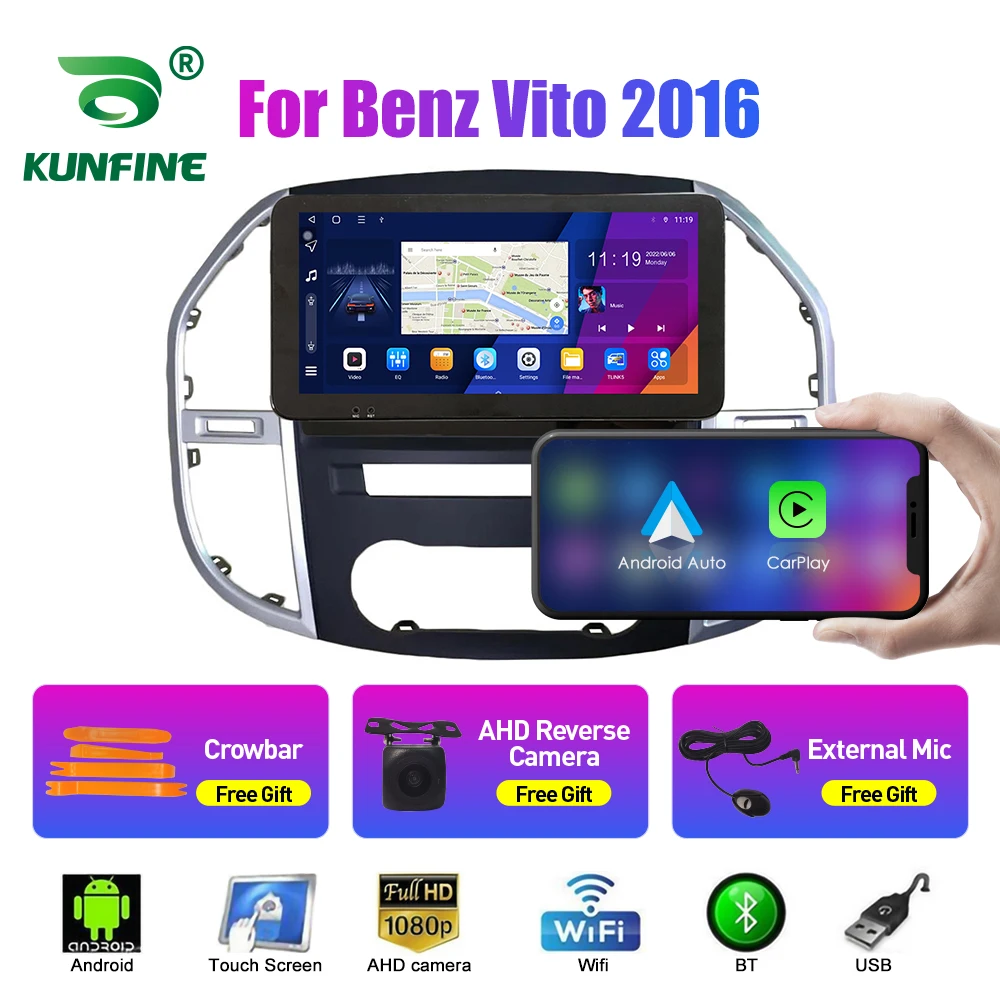 

10,33-дюймовый автомобильный радиоприемник для Benz Vito 2016 2Din Android, восьмиядерный автомобильный стерео DVD, GPS-навигационный плеер, экран QLED Carplay