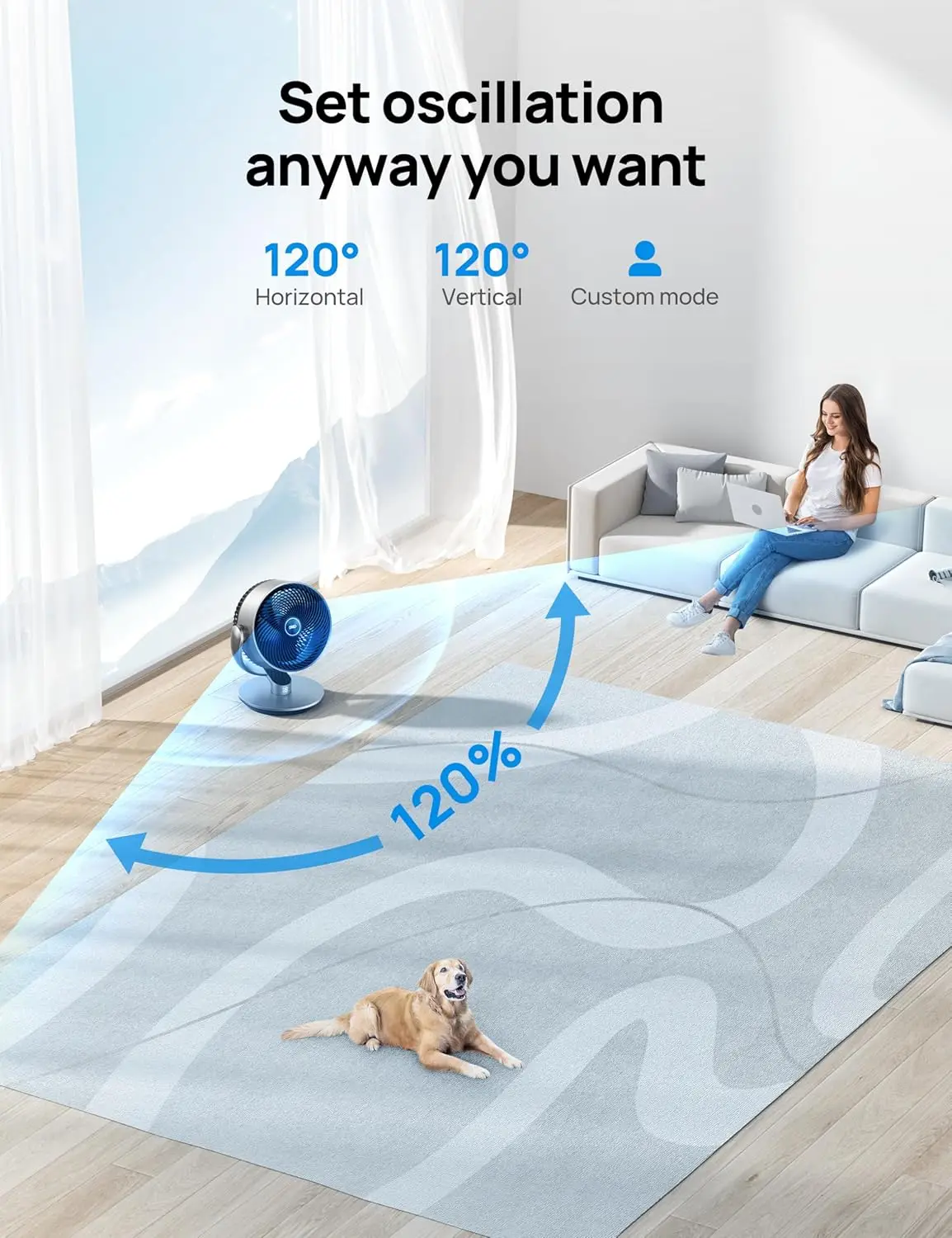 16 Inch 25dB Quiet Smart Fans for Bedroom, DC Room Fan with Remote, 120°+120° Oscillating Fan, 6 Modes, 9 Speeds image 4