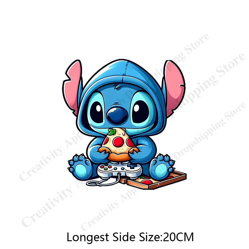 Cartoon Lilo &Stitch Patches for Clothing on Women\'s Hoodies Printing Patch Heat Transfer Stickers Clothes Custom Applique Gift