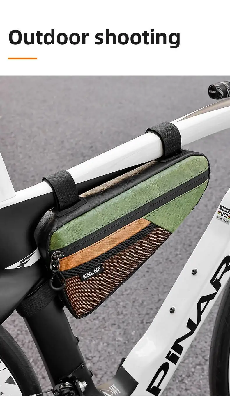 ESLNF Top Tube Triangle Rahmentasche, wasserdicht, großes Fassungsvermögen, langlebig, universell passend für Mountainbikes, einfach zu installieren – Detail 8