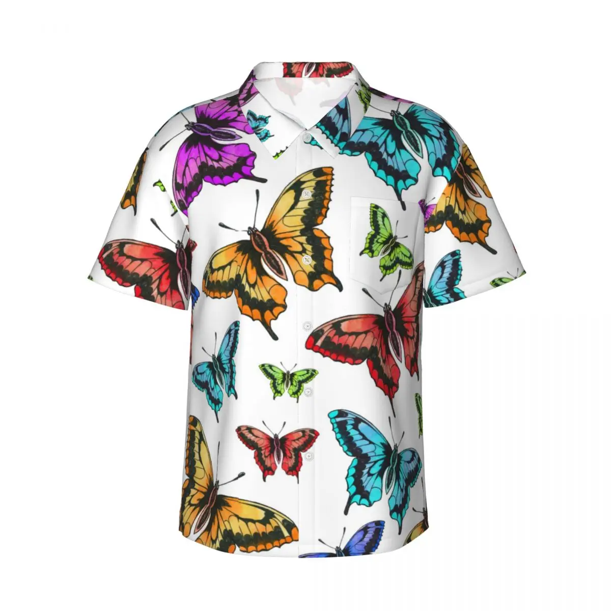 

Colorful Butterfly Casual Shirt Lots of Pretty Butterflies Animal Vintage Hawaiian Shirts Men Beach Fashion Oversized Blouses