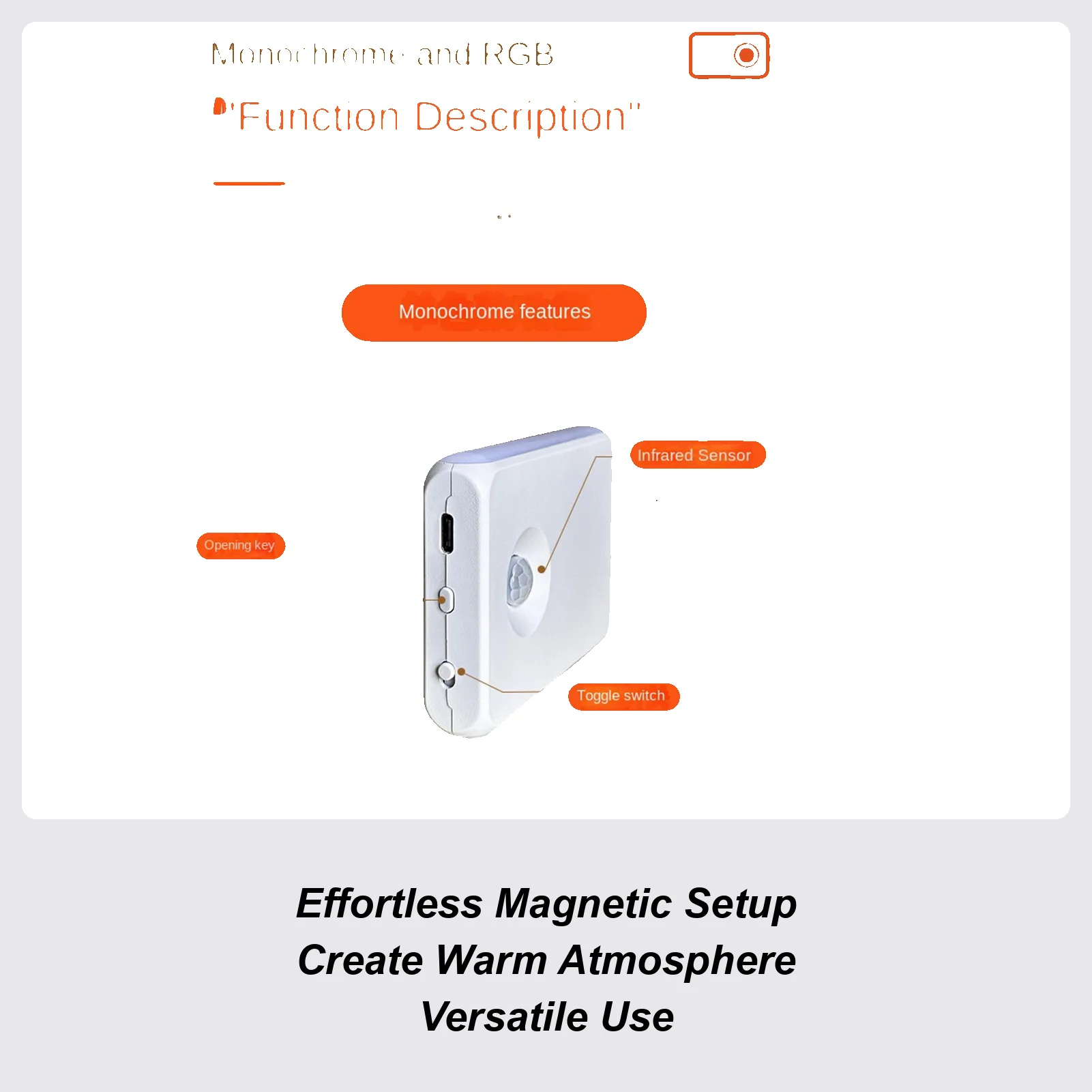 Motion Sensor Stair Lights 2 Pieces LED Magnetic Step Lamp Adjustable Magnetic Closet Light For Indoor Home Bathroom Cabinets