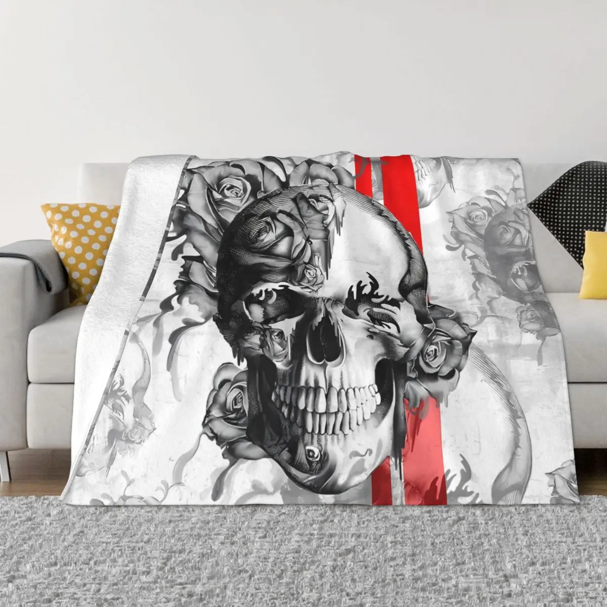 Blanket Flannel Spring Autumn Garden Grove Surfabilly Skull Warm Throws For Winter Bedding