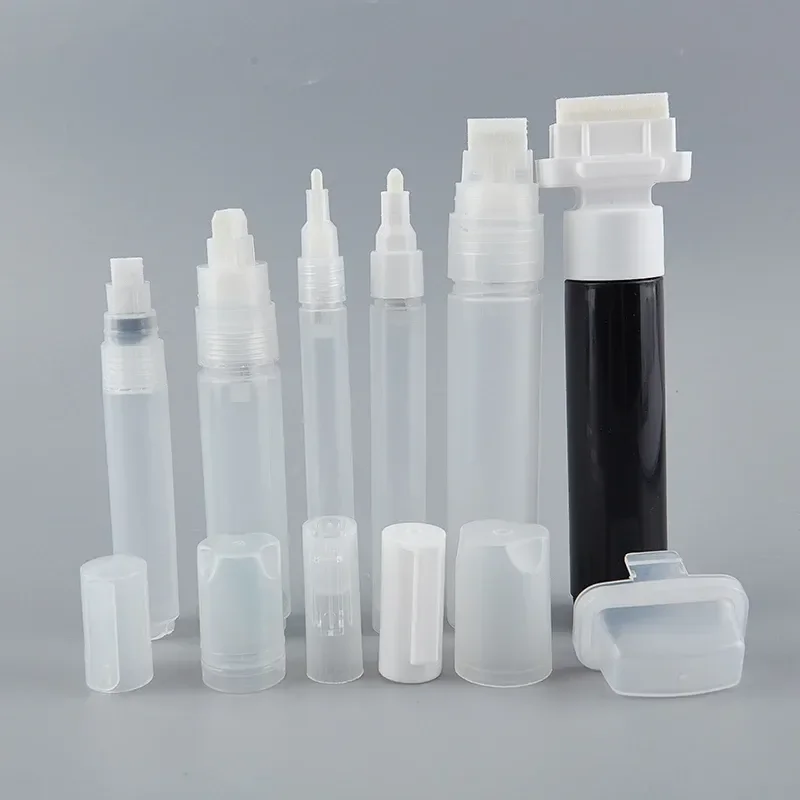 6 Empty Markers, Store Selected Four Flat and Two Round Head Assortment
