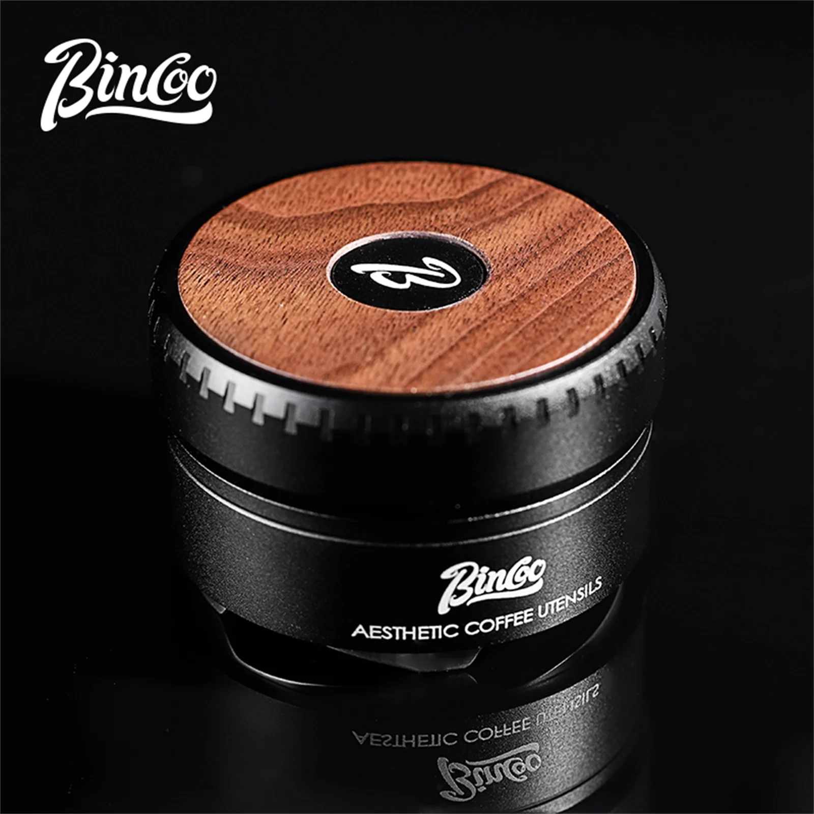 Bincoo Auto-Leveling Coffee Tamper 58mm 5 Blades Design Wooden Handle for Home Cafe Office No Need Adjust