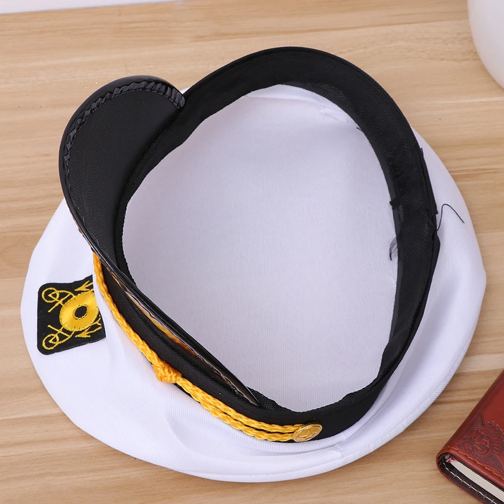 

White Captain Hat Lightweight Costume Accessory for Halloween Party Cosplay Decoration Adult Teens Yacht Sailing Event Creative