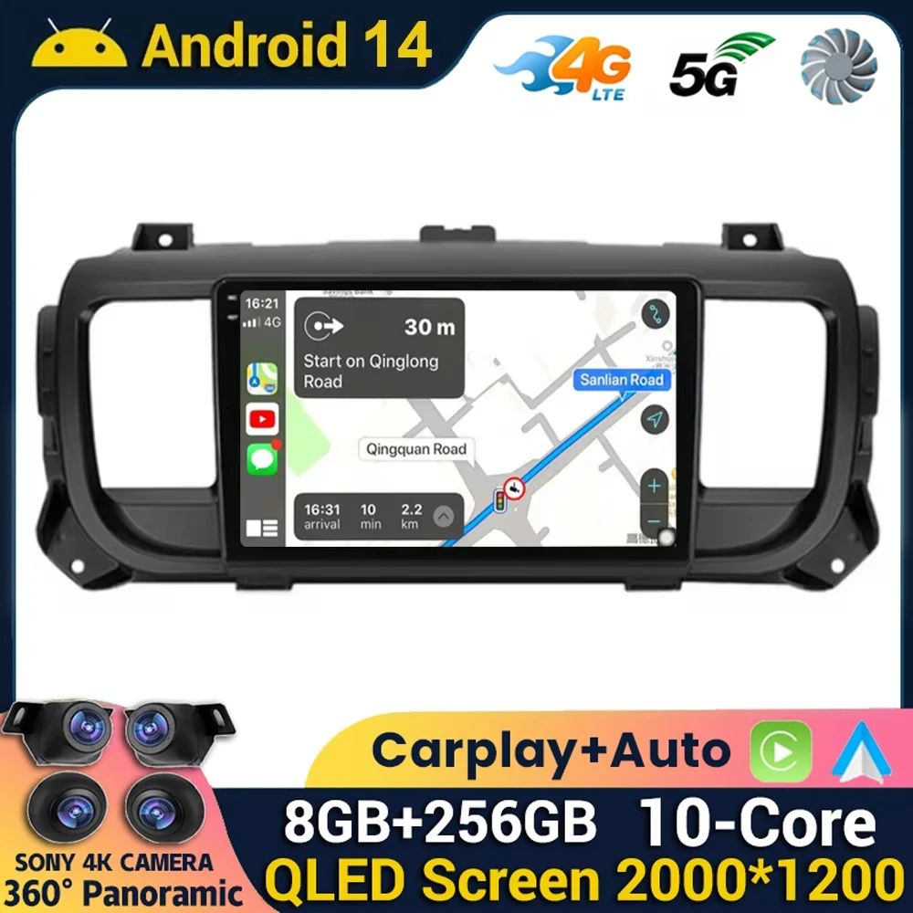 Android 14 Carplay For Citroen Jumpy III 3 SpaceTourer 1 For Peugeot Expert 3 2016 2017 2018 - 2021 Car Radio Multimedia Player