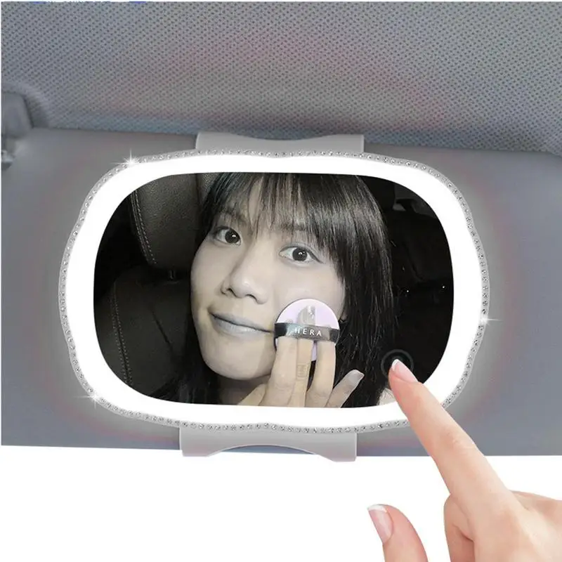 HD Car Vanity Mirror Auto Makeup Mirror With Dimmable Brightness Rechargeable Car Cosmetic Mirror With TouchScreen Car Interior