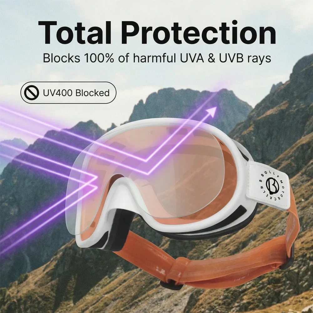 Men's Off-Road Goggles UV400 Protection OTG Dual-Cycle Defogging Motorcycle Motocross Goggles Windproof Discoloration Sunglasses